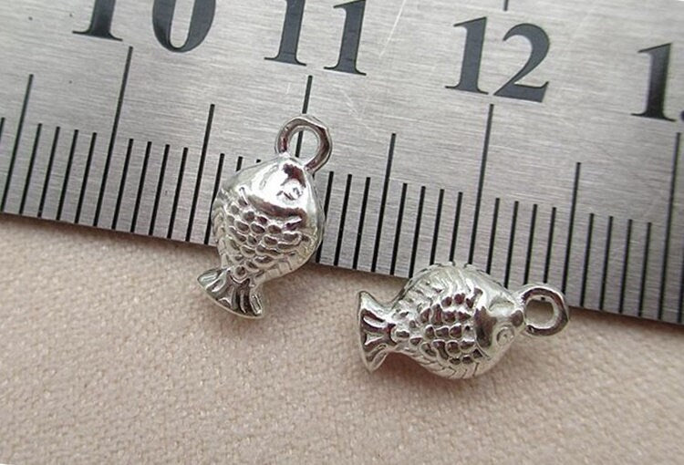 Sterling Silver Fish Charm Pendant 5.8x10.6mm Charms Findings for Handmade Pure Fine Jewelry Making Wholesale Bulk