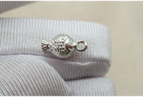 Sterling Silver Fish Charm Pendant 5.8x10.6mm Charms Findings for Handmade Pure Fine Jewelry Making Wholesale Bulk