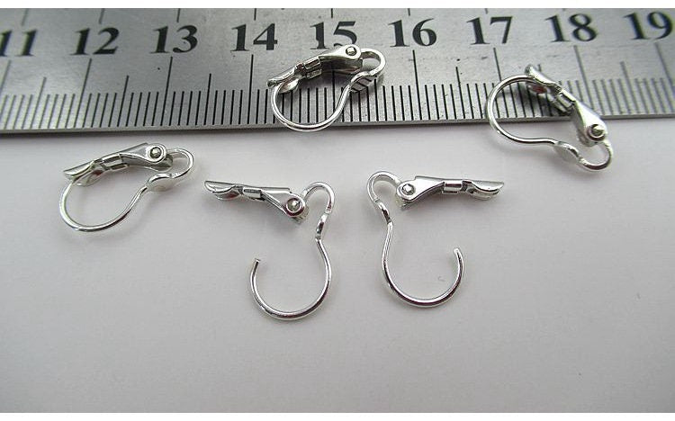 Sterling Silver Lever Back Earring Hook Wires 9x17mm Earring Findings for Handmade Pure Fine Jewelry Making Wholesale Bulk