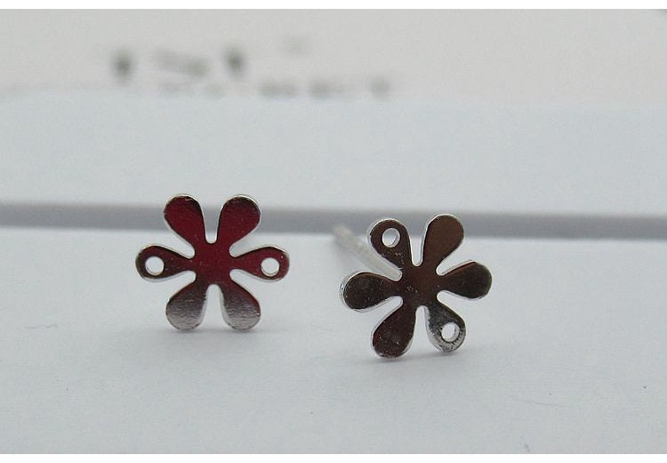 Sterling Silver Earrings Sticks Posts Flower Head Studs Findings 7mm Earring Findings for Handmade Pure Fine Jewelry Making Wholesale Bulk