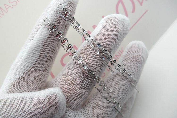 Sterling Silver Cross Chain Tassel Charm Stud 73mm Earring Findings for Handmade Pure Fine Jewelry Making Wholesale Bulk