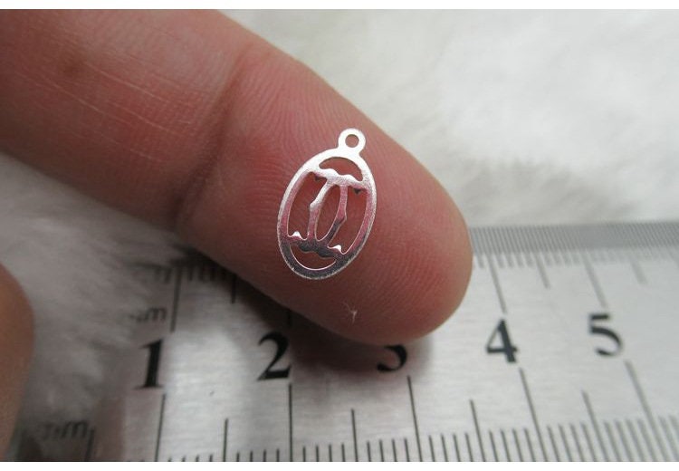 Sterling Silver Oval Charm Pendant 6x10mm Charms Findings for Handmade Pure Fine Jewelry Making Wholesale Bulk