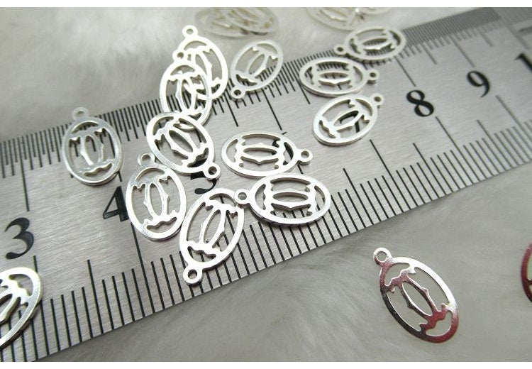 Sterling Silver Oval Charm Pendant 6x10mm Charms Findings for Handmade Pure Fine Jewelry Making Wholesale Bulk