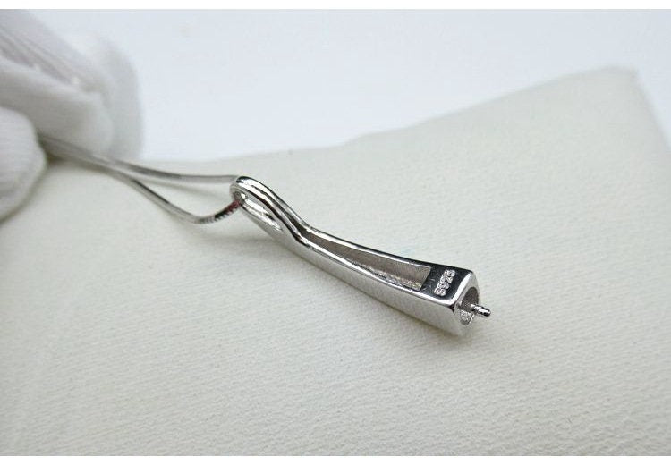 Sterling Silver Charm Pendant with Pearl Holder Blank Settings 8-10mm Pendant Findings for Handmade Pure Fine Jewelry Making Wholesale Bulk