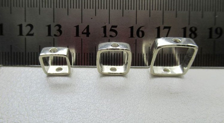 Sterling Silver Bead Frame Square Connector 7 9 11.5 mm Beads Findings for Handmade Pure Fine Jewelry Making Wholesale Bulk