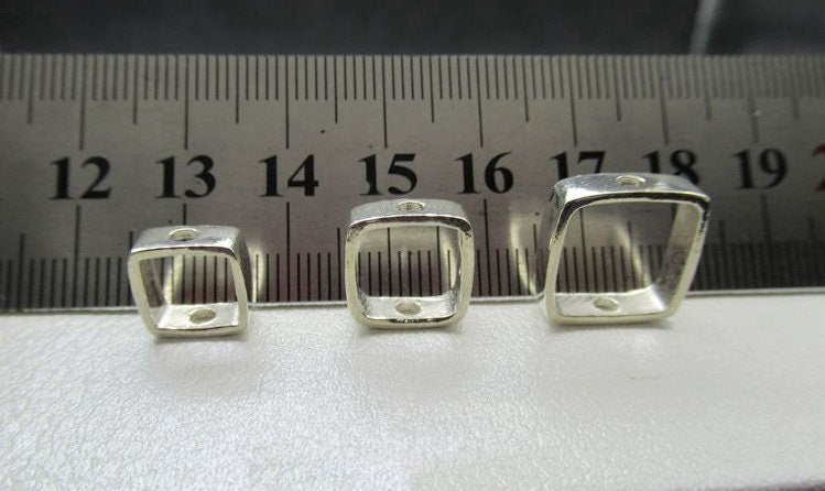 Sterling Silver Bead Frame Square Connector 7 9 11.5 mm Beads Findings for Handmade Pure Fine Jewelry Making Wholesale Bulk