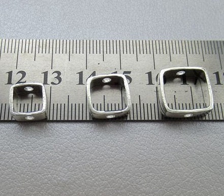 Sterling Silver Bead Frame Square Connector 7 9 11.5 mm Beads Findings for Handmade Pure Fine Jewelry Making Wholesale Bulk