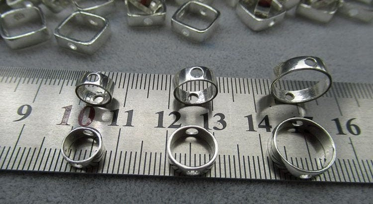 Sterling Silver Bead Frame Circle Connector 6.3 8.3 10.5 mm Beads Findings for Handmade Pure Fine Jewelry Making Wholesale Bulk