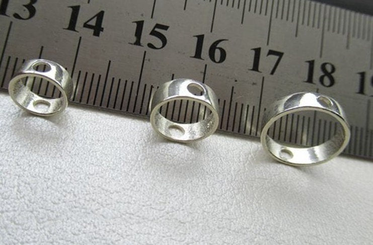 Sterling Silver Bead Frame Circle Connector 6.3 8.3 10.5 mm Beads Findings for Handmade Pure Fine Jewelry Making Wholesale Bulk