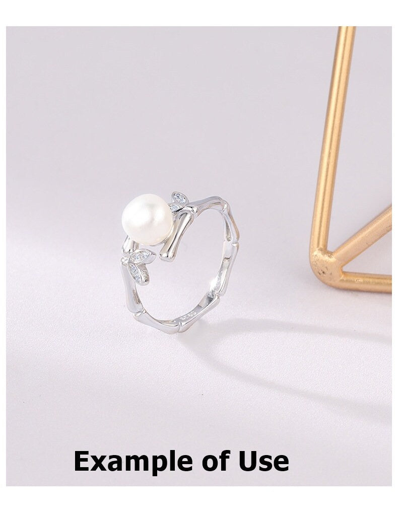 Ring Blank Pearl Setting 6.5 mm 925 Solid Sterling Silver Gold Bezel Flower Cup Adjustable For One Bead DIY Jewelry Finding Wholesale 1pc