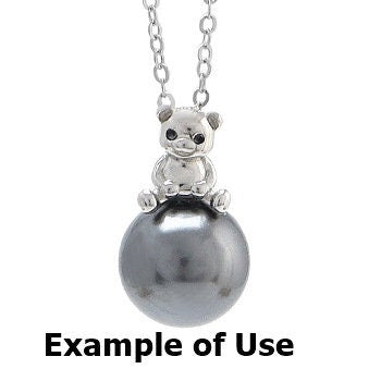 Necklace Pendant Blank Setting Bear Charm 7x17mm Sterling Silver White Gold Fine 925 For One Pearl Prong DIY Jewelry Finding Wholesale 1pc