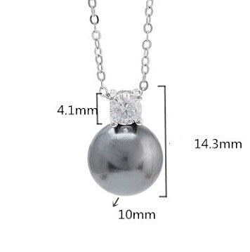 Necklace Pendant Blank Setting Crystal Charm 14mm Sterling Silver White Gold Fine 925 For One Pearl Prong DIY Jewelry Finding Wholesale 1pc