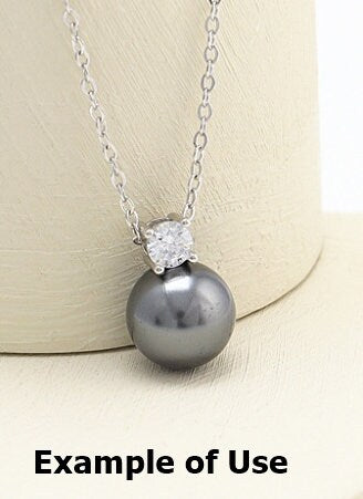 Necklace Pendant Blank Setting Crystal Charm 14mm Sterling Silver White Gold Fine 925 For One Pearl Prong DIY Jewelry Finding Wholesale 1pc