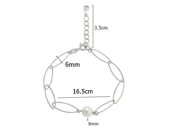 Pearl Chain Bracelet Setting 165mm 6.5 Inch Sterling Silver 925 For One Bead Blank Tray Base White Gold Fine No Prongs Jewelry Wholesale 1pc