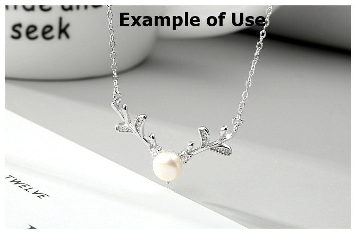 Necklace Pendant Blank Setting Deer Charm 22x30mm Sterling Silver White Gold Fine 925 For One Pearl Prong DIY Jewelry Finding Wholesale 1pc