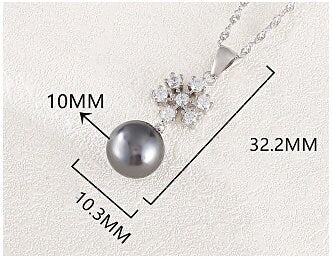 Necklace Pendant Blank Setting Flower Charm 32mm Sterling Silver White Gold Fine 925 For One Pearl Prong DIY Jewelry Finding Wholesale 1pc