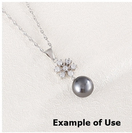 Necklace Pendant Blank Setting Flower Charm 32mm Sterling Silver White Gold Fine 925 For One Pearl Prong DIY Jewelry Finding Wholesale 1pc