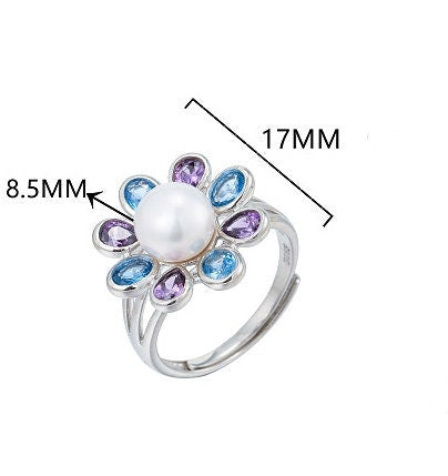 Ring Blank Pearl Setting 8.5mm 925 Solid Sterling Silver Bezel Flower Cup Adjustable For One Bead DIY Jewelry Finding Wholesale