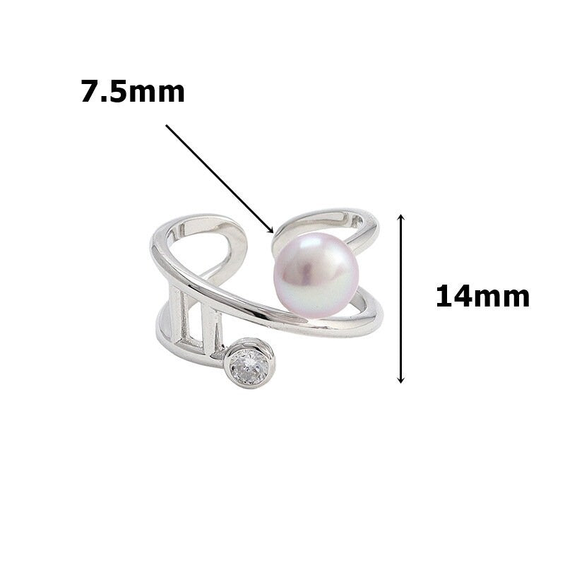 Ring Blank Pearl Setting 7.5mm 925 Solid Sterling Silver Bezel Flower Cup Adjustable For One Bead DIY Jewelry Finding Wholesale 1pc