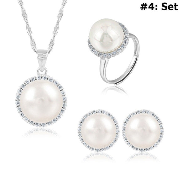 Setting Blanks Jewelry Set 925 Sterling Silver Halo Ring Earrings Pendant Necklace 15mm 5/8" CZ Mount Pearl Peg Cup Bead Bulk