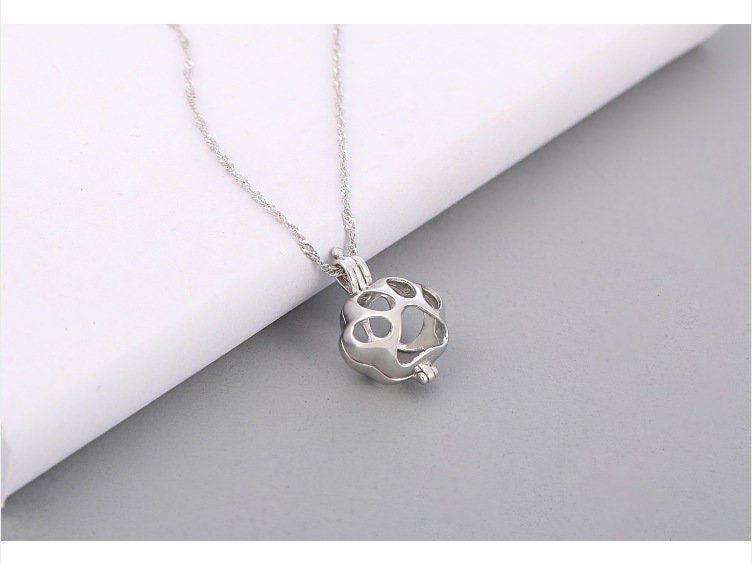 Necklace Pendant Blank Setting Puppy Paw Charm 16x23mm Sterling Silver Fine 925 For One Bead No Prong DIY Jewelry Finding Wholesale 1pc