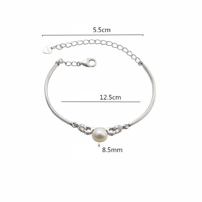 Pearl Chain Bracelet Setting 125mm 5 Inch Sterling Silver 925 For One Bead Blank Tray Base White Gold Fine No Prongs Jewelry Wholesale 1pc