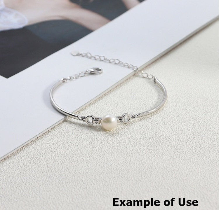 Pearl Chain Bracelet Setting 125mm 5 Inch Sterling Silver 925 For One Bead Blank Tray Base White Gold Fine No Prongs Jewelry Wholesale 1pc