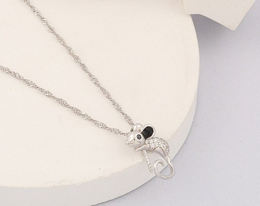 Necklace Pendant Blank Setting Mouse Charm 15x17mm Sterling Silver Fine 925 For One Bead No Prong DIY Jewelry Finding Wholesale 1pc