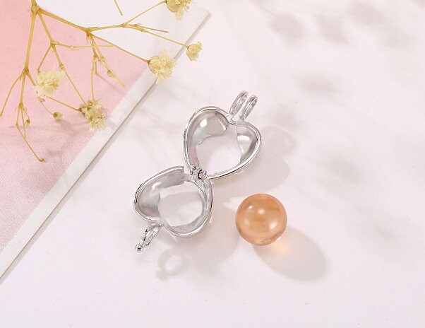 Necklace Pendant Blank Setting Heart Charm 15x22mm Sterling Silver White Gold Fine 925 For One Pearl Prong DIY Jewelry Finding Wholesale 1pc