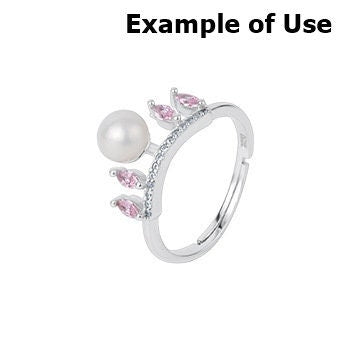 Ring Blank Pearl Setting 6mm 925 Solid Sterling Silver White Gold Bezel Flower Cup Adjustable For One Bead DIY Jewelry Finding Wholesale 1pc