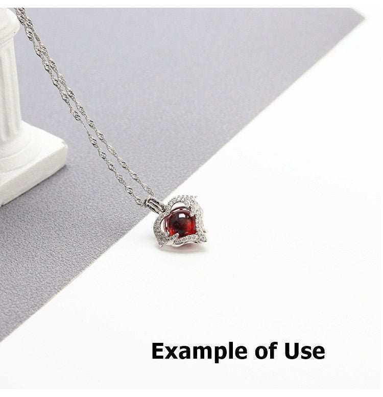 Necklace Pendant Blank Setting Heart Charm 16x20mm Sterling Silver Fine 925 For One Bead No Prong DIY Jewelry Finding Wholesale 1pc