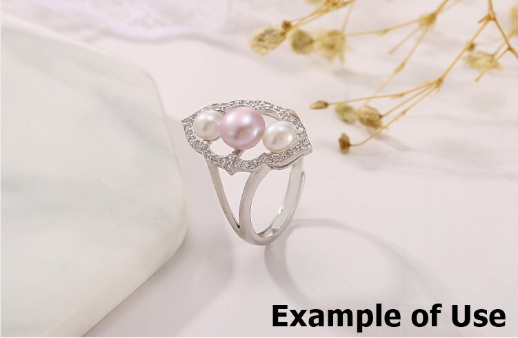 Ring Blank Pearl Setting 6.5mm 925 Solid Sterling Silver Bezel Flower Cup Adjustable For Three Beads DIY Jewelry Finding Wholesale 1pc