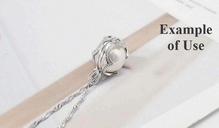 Necklace Pendant Blank Setting Flower Charm 22mm Sterling Silver White Gold Fine 925 For One Pearl Prong DIY Jewelry Finding Wholesale 1pc