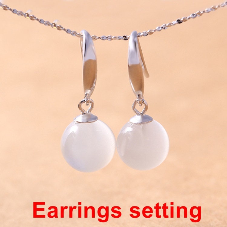 Hook Earring Setting Blanks 3-9mm 1 Pair 0.8g 925 Sterling Silver Base for 1 Pearl Bead Wholesale Available