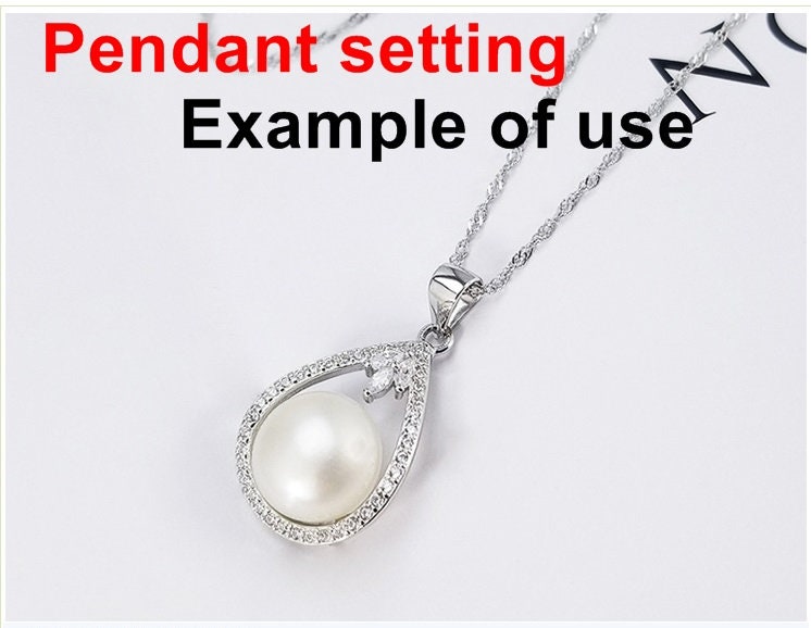 Necklace Pendant Setting Blank 14x26mm 1pc 1.5g 925 Sterling Silver Drop Shape Base for 1 Pearl Bead CZ Semi Mount Wholesale Available