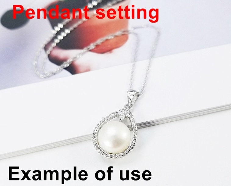 Necklace Pendant Setting Blank 14x26mm 1pc 1.5g 925 Sterling Silver Drop Shape Base for 1 Pearl Bead CZ Semi Mount Wholesale Available