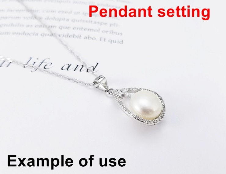 Necklace Pendant Setting Blank 14x26mm 1pc 1.5g 925 Sterling Silver Drop Shape Base for 1 Pearl Bead CZ Semi Mount Wholesale Available