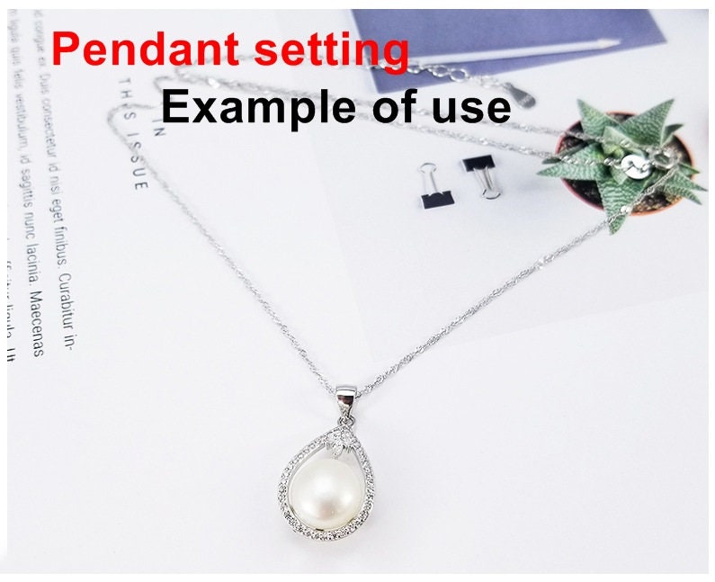 Necklace Pendant Setting Blank 14x26mm 1pc 1.5g 925 Sterling Silver Drop Shape Base for 1 Pearl Bead CZ Semi Mount Wholesale Available