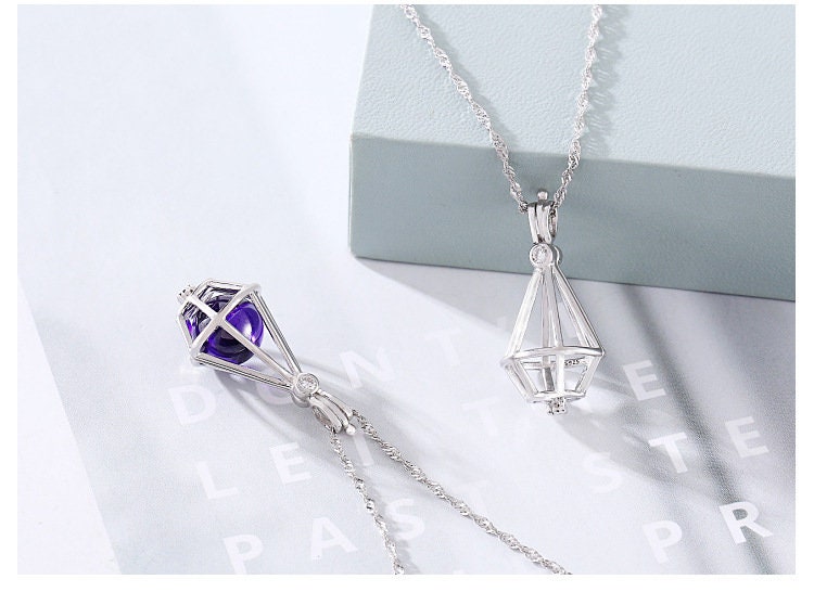 Necklace Pendant Blank Setting Box Charm 15x31mm Sterling Silver Fine 925 For One Bead No Prong DIY Jewelry Finding Wholesale 1pc