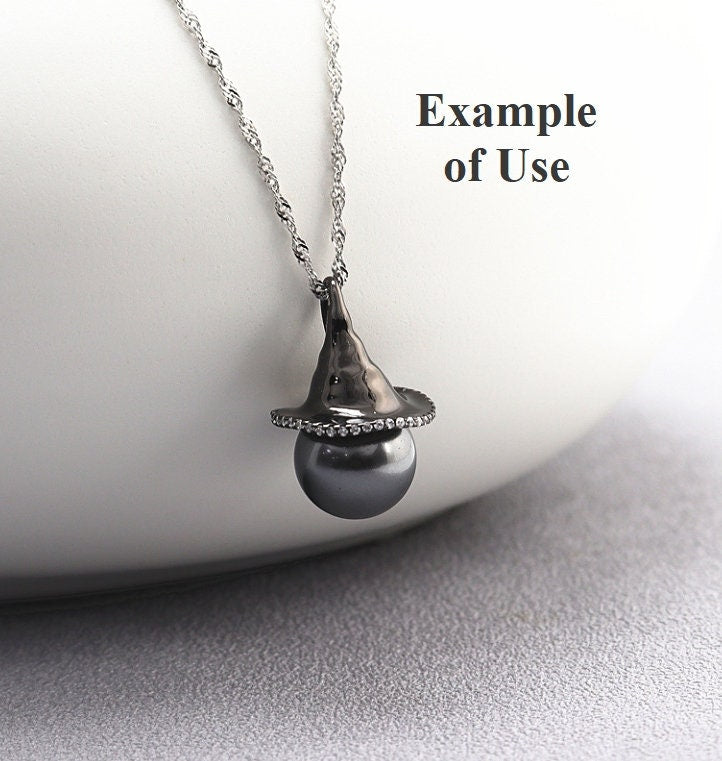 Necklace Pendant Blank Setting Hat Charm 16x24mm Sterling Silver Fine 925 For One Bead No Prong DIY Jewelry Finding Wholesale 1pc