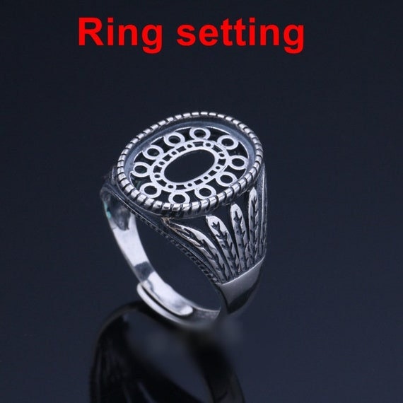 Ring Setting Blank Bezel 16mm 1pc 4.8g 925 Sterling Silver Adjustable for 1 Oval Shape Cabochon Stone Cameo No Prongs Wholesale Available