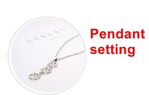 Necklace Pendant Setting Blank 6.5mm 1pc 1.3g 925 Sterling Silver Hexagon Shape Base for 3 Pearls Beads Wholesale Available