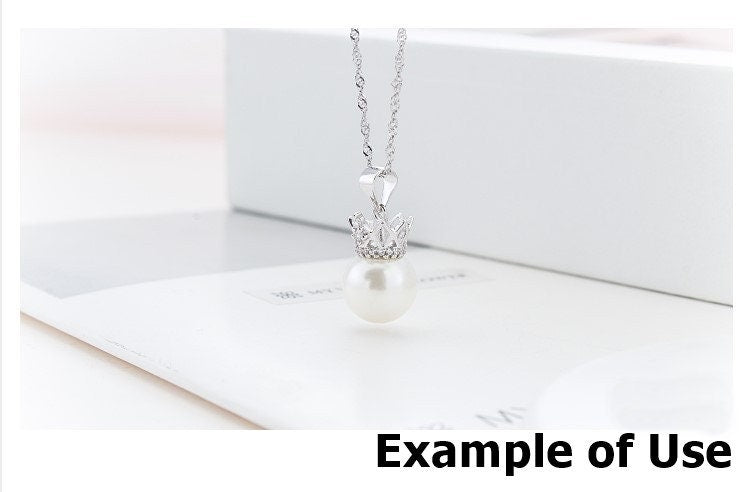 Necklace Pendant Setting Blank 10mm 1pc 1.0g 925 Sterling Silver Crown Shape Base for 1 Pearl Bead CZ Semi Mount Wholesale Available