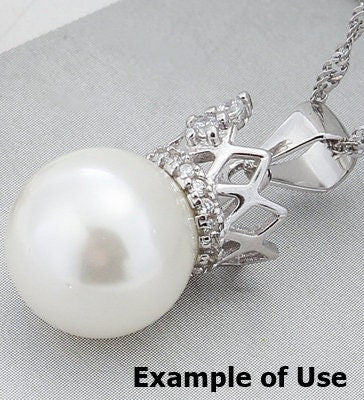 Necklace Pendant Setting Blank 10mm 1pc 1.0g 925 Sterling Silver Crown Shape Base for 1 Pearl Bead CZ Semi Mount Wholesale Available