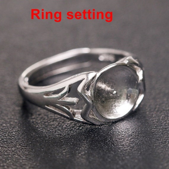 Ring Setting Blank 7-9mm 1pc 2.6g 925 Sterling Silver Adjustable Flower Shape Base for 1 Pearl Bead Wholesale Available