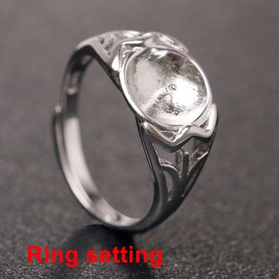 Ring Setting Blank 7-9mm 1pc 2.6g 925 Sterling Silver Adjustable Flower Shape Base for 1 Pearl Bead Wholesale Available