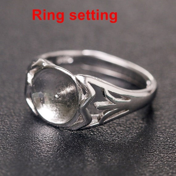 Ring Setting Blank 7-9mm 1pc 2.6g 925 Sterling Silver Adjustable Flower Shape Base for 1 Pearl Bead Wholesale Available