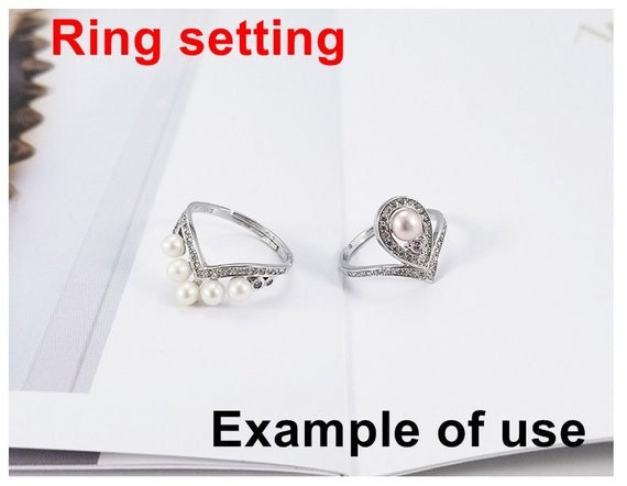 Stackable 2 Rings Setting Blank 5.5mm 1pc 3.8g 925 Sterling Silver Adjustable CZ Semi Mount Base for 6 Pearls Beads Wholesale Available