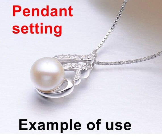 Necklace Pendant Setting Blank 7mm 1pc 0.7g 925 Sterling Silver Leaf Shape Base for 1 Pearl Bead CZ Semi Mount Wholesale Available