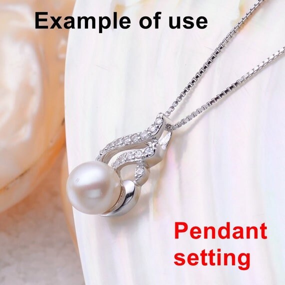 Necklace Pendant Setting Blank 7mm 1pc 0.7g 925 Sterling Silver Leaf Shape Base for 1 Pearl Bead CZ Semi Mount Wholesale Available